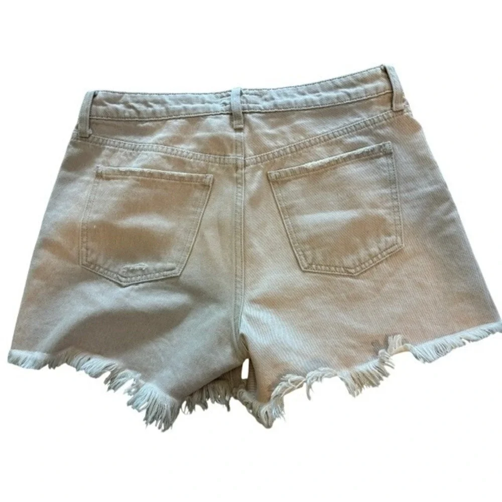 KUT from the Kloth‎ Jane Long Shorts Women Sz 6 Tan Excellent Distressed Frayed